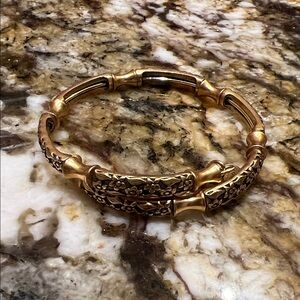 Alex and Ani Gold Floral Patterned Bracelet